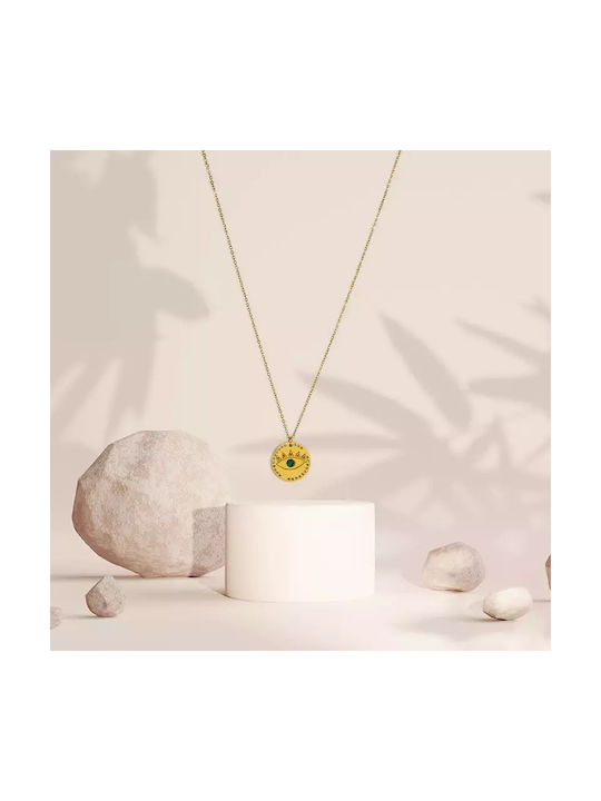 Gold Eye Necklace with Stone