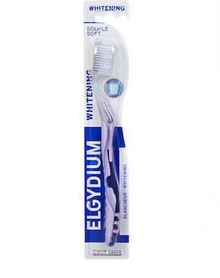 Elgydium Whitening Soft Toothbrush: White Teeth Forever, Toothbrush with Microbead Fibers, Soft