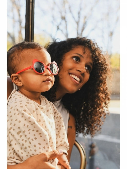 KiETLA Unbreakable Baby Kids Sunglasses with Polarized Mirror Lenses Red for 1-2 Years