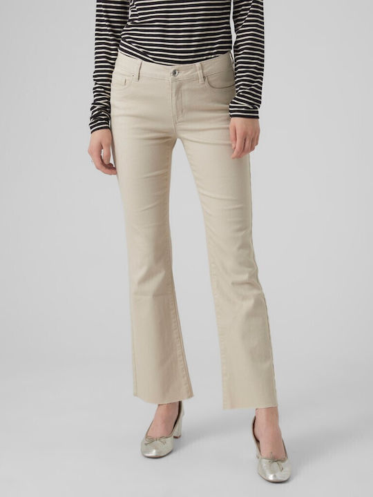 Wild Sheila Women's Jean Trousers Flared in Slim Fit Beige
