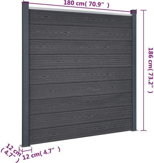 vidaXL Fence Panel from WPC in Gray Color 1.8x1.86m