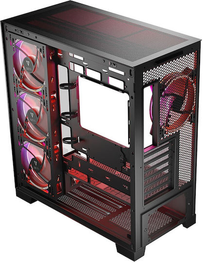 Modecom Volcano Space Apex ARGB Gaming Midi Tower Κουτί Υπολογιστή με Πλαϊνό Παράθυρο Μαύρο