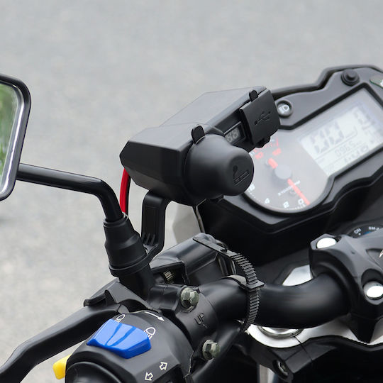 Motowolf Încărcător pentru Motocicletă de Încărcare Rapidă cu Porturi: 2xUSB & 1xBriquet cu Voltmetru