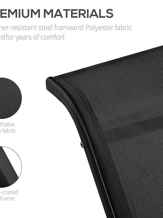 Deckchair Metallic Black with Table 169x59x66cm.