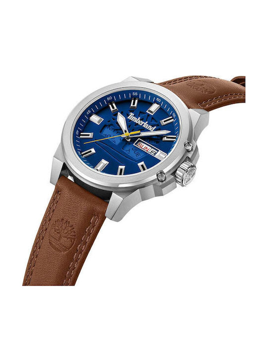 Timberland Ανδρικό Ρολόι 46mm Μπαταρίας με Καφέ Δερμάτινο Λουράκι