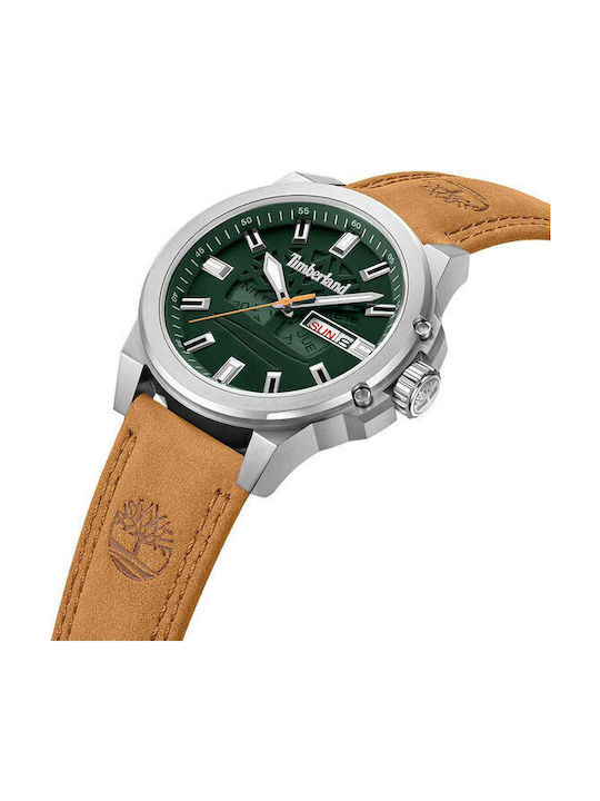 Timberland Ανδρικό Ρολόι 46mm Μπαταρίας με Καφέ Δερμάτινο Λουράκι