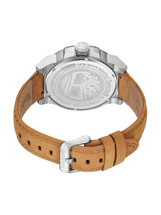 Timberland Ανδρικό Ρολόι 46mm Μπαταρίας με Καφέ Δερμάτινο Λουράκι