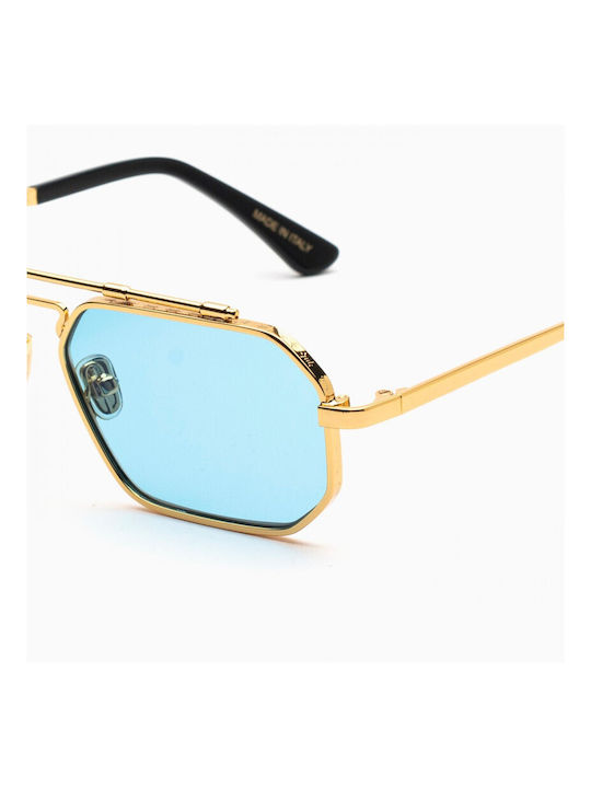 Bust Out Sonnenbrillen mit Gold Rahmen und Hellblau Linse 41931