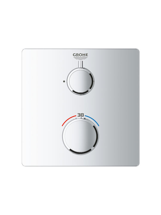 Grohe Grohtherm Комплект смесител и захранване за вграждане за душ кабина Сребрист
