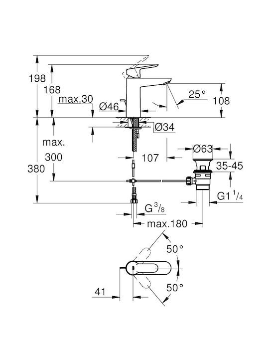 Grohe Startedge Mixing Sink Faucet Silver