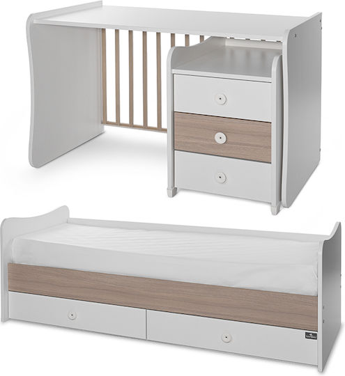 Lorelli Polymorphe Babybett Maxi Plus Weiß/Amber mit Schublade
