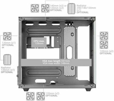 Mars Gaming MC-NOVAM Gaming Mini-Turm Computergehäuse Schwarz