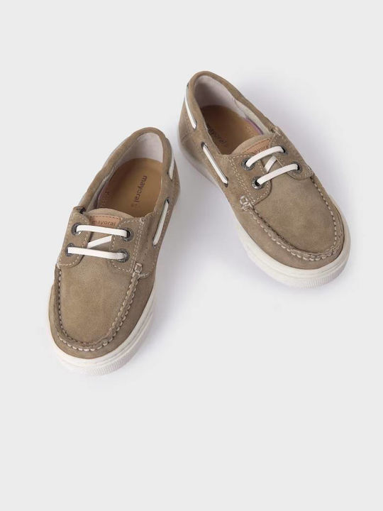 Mayoral Boys Leather Moccasins with Laces Gray