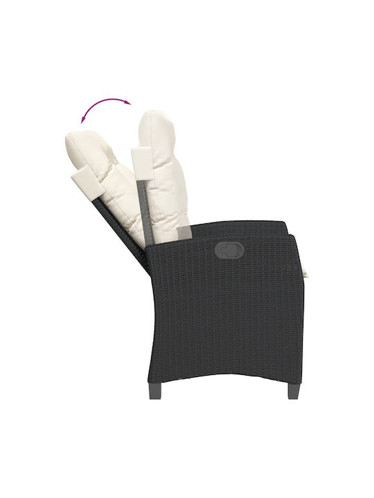 Bistro Living Room Set for Small Outdoor Spaces 3 Pieces Black with Pillows