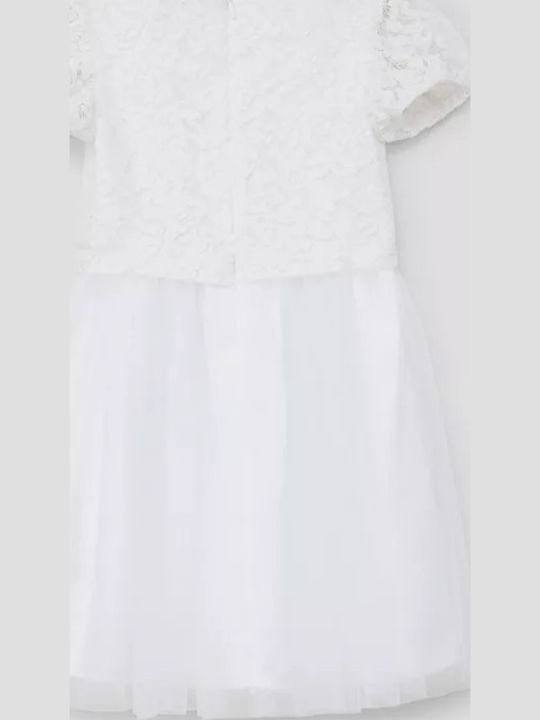 Girls Dress Short Sleeve Tulle White