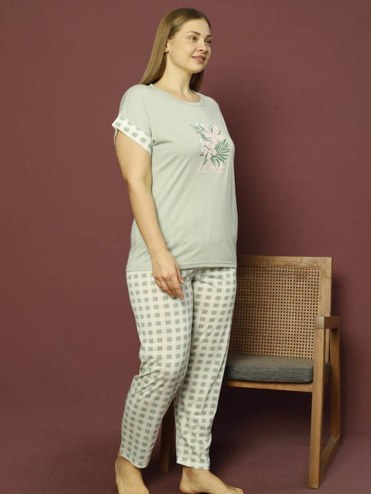 Marilyn Mood Winter Damen Pyjama-Set Baumwolle Grün