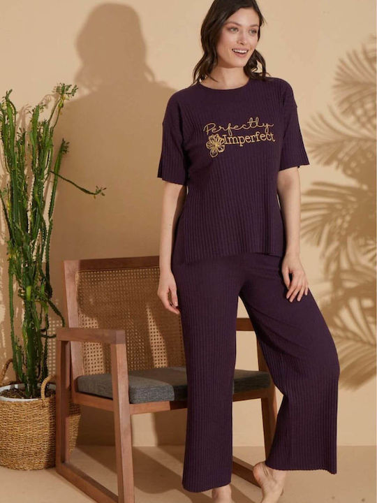 Marilyn Mood Winter Women's Pyjama Set Cotton Purple