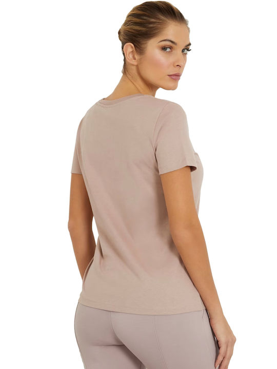Guess Women's Athletic Blouse Short Sleeve Posh Taupe