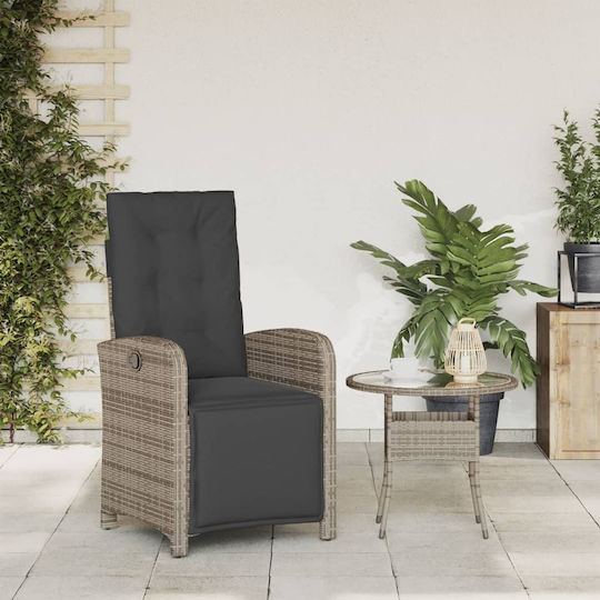 Outdoor Chair Rattan Grey with Cushion 57x61x93cm
