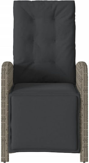 Outdoor-Stuhl Rattan Grey mit Kissen 2Stück 57x61x93εκ.