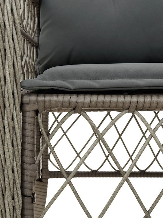 Scaun de exterior Rattan Gri cu pernă 2buc 48x51x86cm