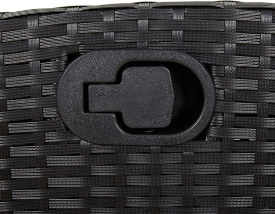 Outdoor Chair Rattan Black with Cushion 1pcs 57x66x93cm.