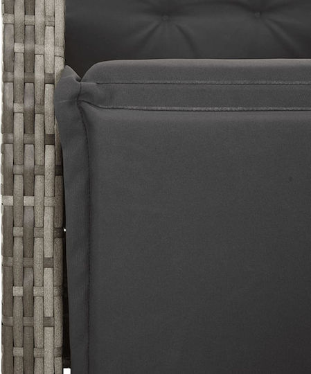 Outdoor Chair Rattan Grey with Cushion 57x61x93cm