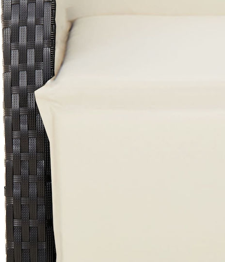 Outdoor Chair Rattan Black with Cushion 1pcs 57x66x93cm.