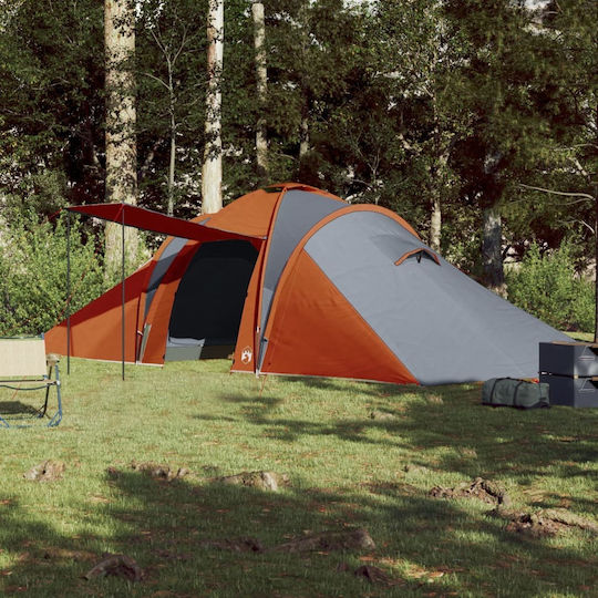 vidaXL Summer Camping Tunnel Tent Orange for 6 People 576x238x150cm