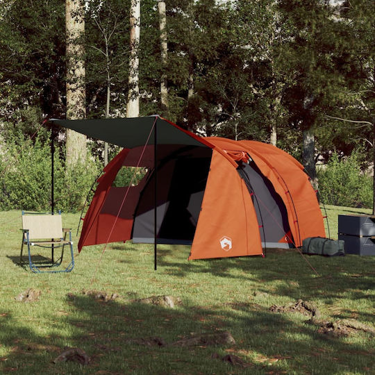 vidaXL Summer Camping Tunnel Tent Orange for 4 People 420x260x143cm