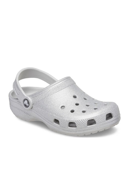 Classic Glitter Clog K Παιδικά Ανατομικά Σαμπό Θαλάσσης Ασημί
