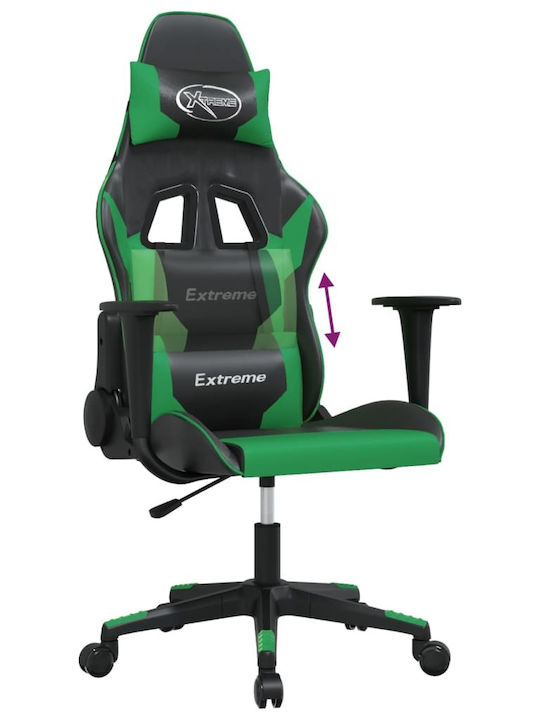 vidaXL 3143690 Gaming Chair with Adjustable Arms Black / Green