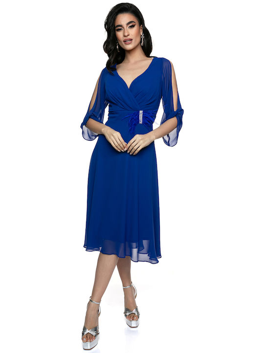 RichgirlBoudoir Καλοκαιρινό Midi Φόρεμα για Γάμο / Βάπτιση Μπλε
