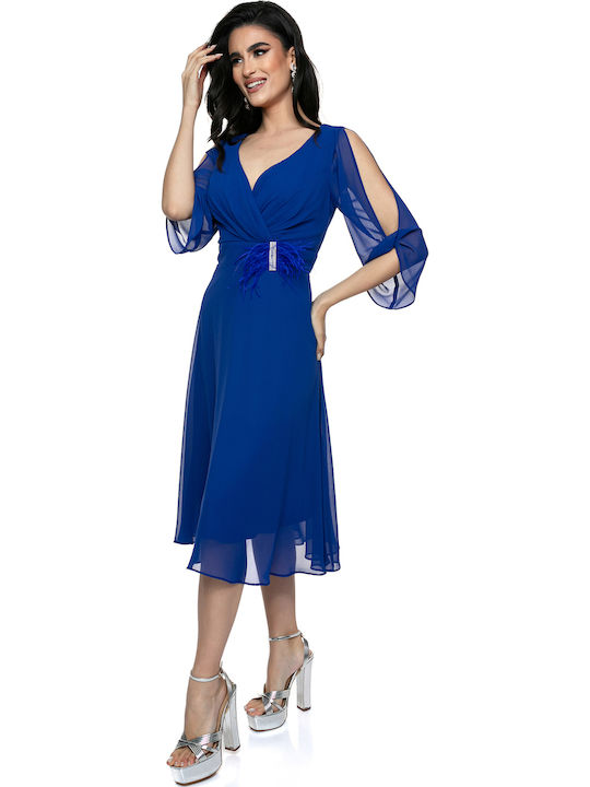 Summer Midi Dress for Wedding / Baptism Blue
