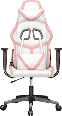 vidaXL 3143673 Gaming Chair with Adjustable Arms Λευκό / Ροζ