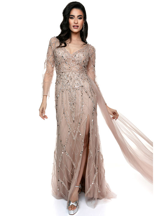 RichgirlBoudoir Maxi Evening Dress with Tulle Gold