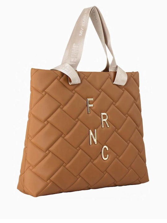 FRNC Damen Tasche Shopper Schulter Braun