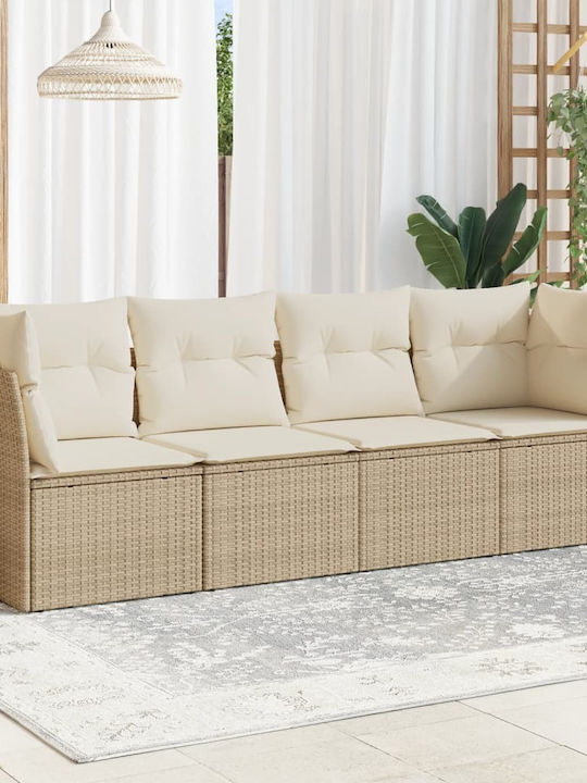 Canapea Cu Patru Locuri De Exterior Din Rattan Cu Perne 55x55x69cm