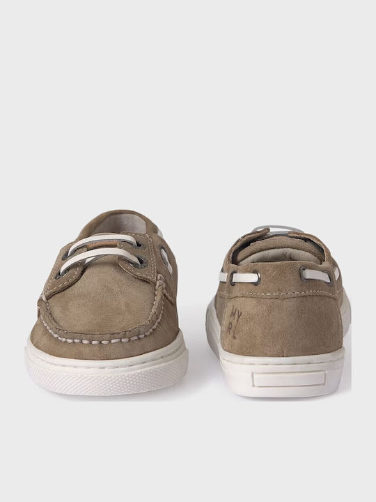 Boys Leather Moccasins with Laces Beige