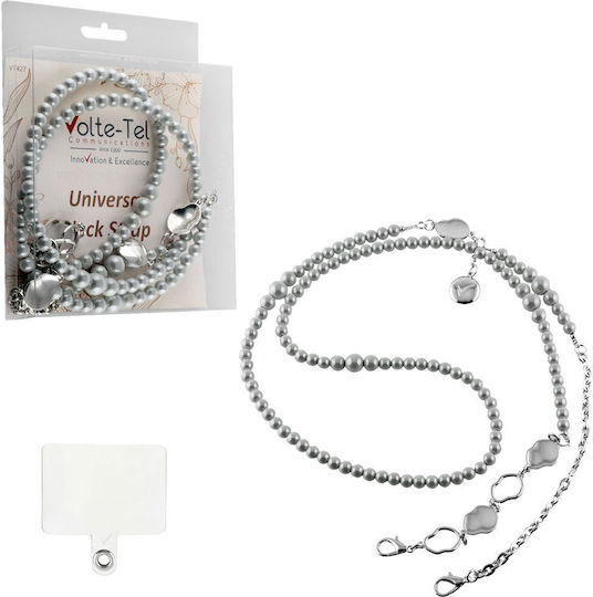 Volte-tel Halsband - Weiße Perlen mit Silberkette Vt427 130cm Volte-tel