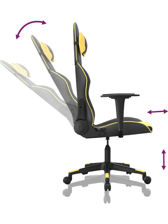 vidaXL 3143689 Καρέκλα Gaming Δερματίνης με Ρυθμιζόμενα Μπράτσα Μαύρο / Κίτρινο