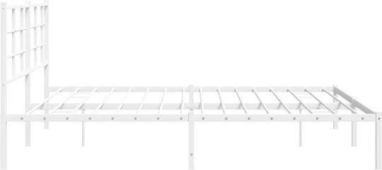 Pat King Size Metalic Alb Cu Plăci Pentru Saltea 183x213cm