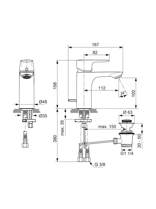 Ideal Standard Standard Connect Air Αναμεικτική Μπαταρία Νιπτήρα Ασημί Ideal Standard Standard Connect Air Αναμεικτική Μπαταρία Νιπτήρα Ασημί
