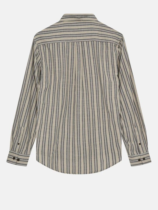 Anerkjendt Men's Shirt Long Sleeve Striped Beige