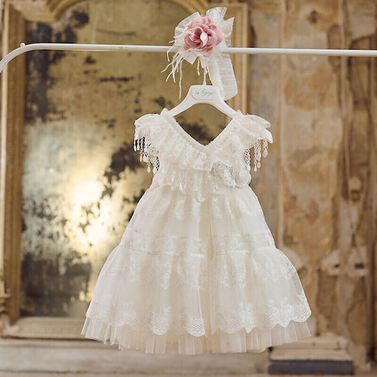 La Christine Ecru Tulle Baptism Dress 2pcs