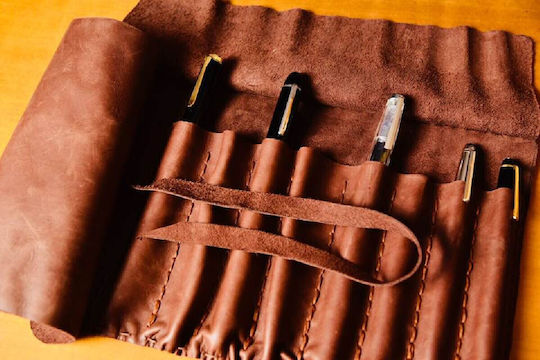 Leather Pen Holder Suitable for 9 Pens Multicolour