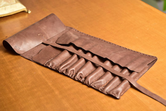 Leather Pen Holder Suitable for 9 Pens Multicolour
