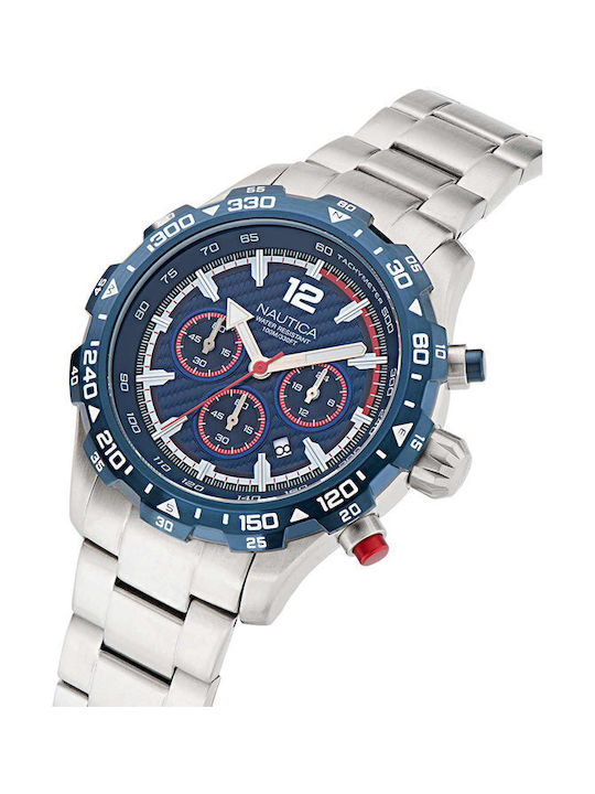 Nautica Uhr Chronograph Batterie mit Silber Metallarmband