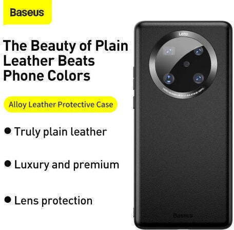 Baseus Alloy Umschlag Rückseite Leder / Silikon Schwarz (Huawei Mate 40 Pro)