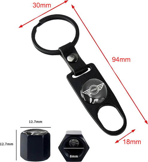 Ventilkappen für Autoreifen mit Logo Mini Schwarz 5Stück